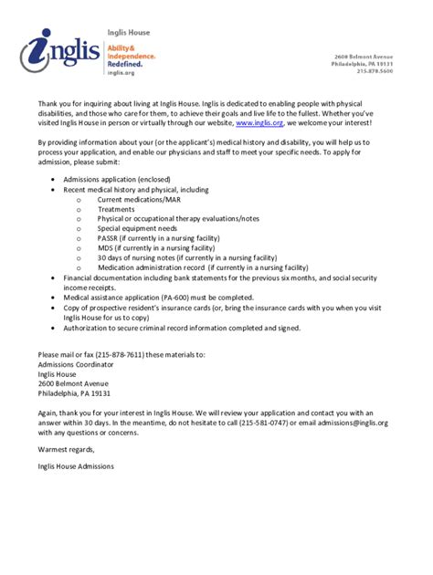 Fillable Online Programs and Services - Inglis House Fax Email Print ...