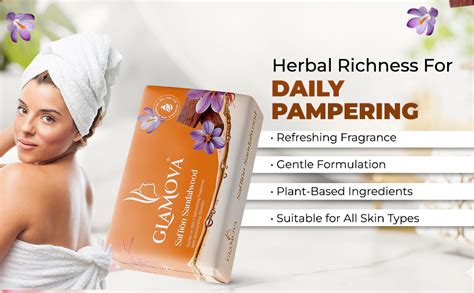 Buy GLAMOVA Saffron & Sandalwood Bathing Soap with Nourishing and Anti ...