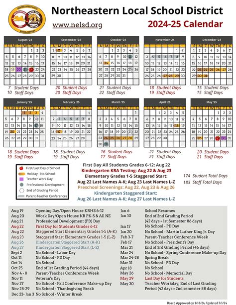 Northeastern Local School District Calendar 24-25 Revised [PDF] - EduCounty