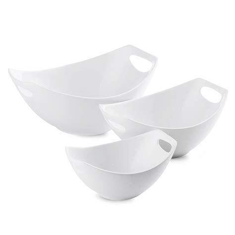 Buy Porcelain Serving Bowl Set with Handles 3 Packs Ceramic Mixing Bowl ...