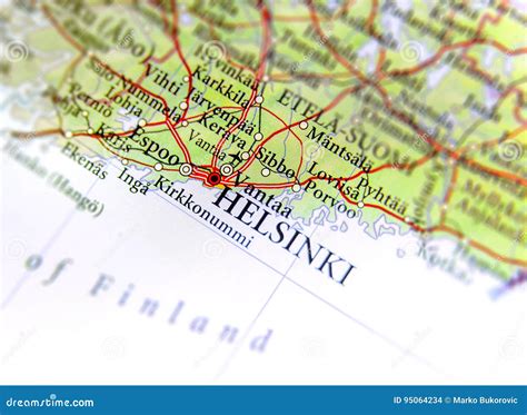 Geographic Map of European Country Finland with Helsinki Capital City Stock Photo - Image of ...