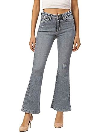 XPOSE Women Blue Flared High-Rise Low Distress Stretchable Jeans ...