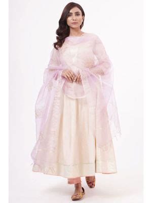 Buy Khushboo & Pankaj Lilac Organza Dupatta Online