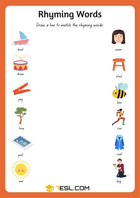 Rhyming Words Worksheets for Kids • 7ESL