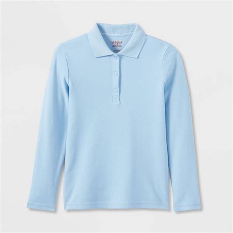 Buy Girls' Long Sleeve Interlock Uniform Polo Shirt - Cat & Jack™ Light ...