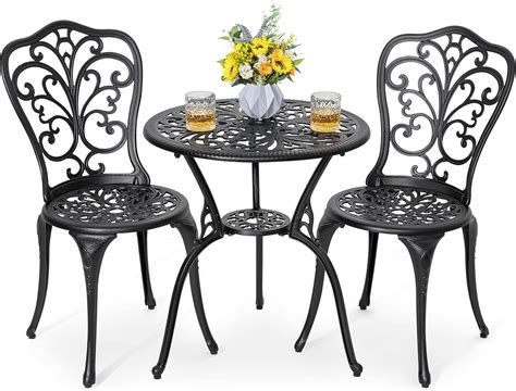 Amazon.com: NUU GARDEN 3 Piece Bistro Set Outdoor, All Weather Cast ...
