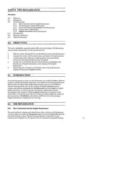 Unit-8The Renaissance - UNIT 8 .THE RENAISSANCE Structure 8 Objectives ...
