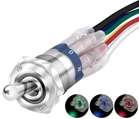 Buy DaierTek 12 Volt Waterproof Push Button Toggle Switch 12V Lighted ...