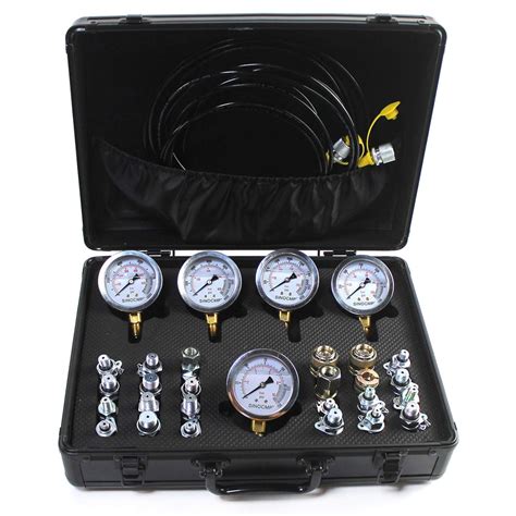 SINOCMP Hydraulic Pressure Test Kit with 5 Gauges, 3 Test Hoses and 24 ...