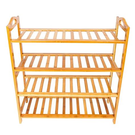 Buy 4 Tiers Shoe Rack Organizer, Bamboo Portable Shoe Rack Closet, Wood ...