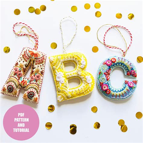 Embroidered Felt Alphabet Ornaments Pdf, Beginners Embroidery ...
