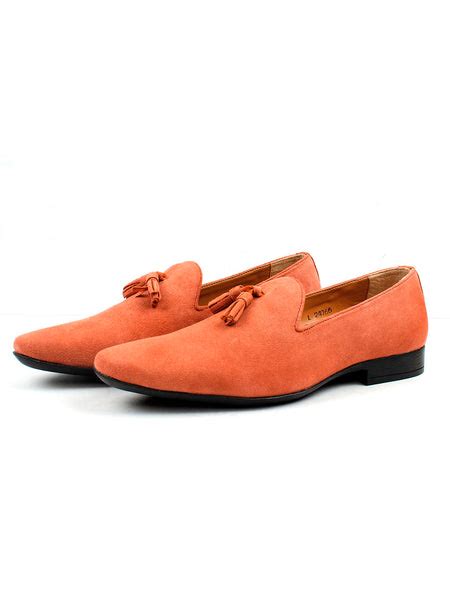 Buy Peach Suede Leather Tassel Loafers SFL 7945 Online – Sanfrissco