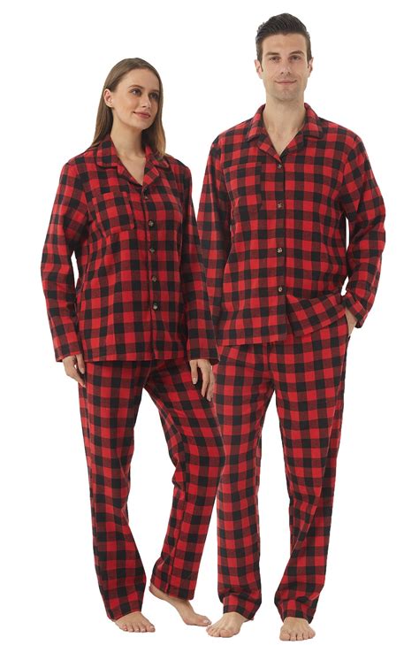 LNFINTDO Matching Couple Pajama Set, Mens and Womens Flannel Pajama ...