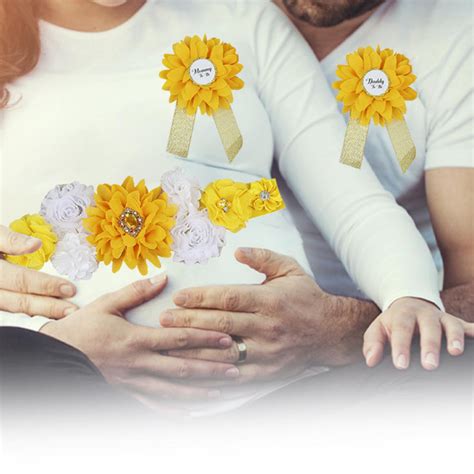 Babymoon Set of 3 Pregnant Mothers Maternity Belt with Mom & Dad Badge ...