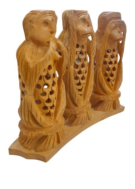 5.5" Wooden Jali Work Mahatma Gandhi's Monkeys Set – VTI HERITAGE