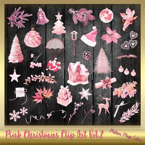 37 Pink Christmas Clip Art Vol.2 Christmas Clipart Holiday Clip Art ...