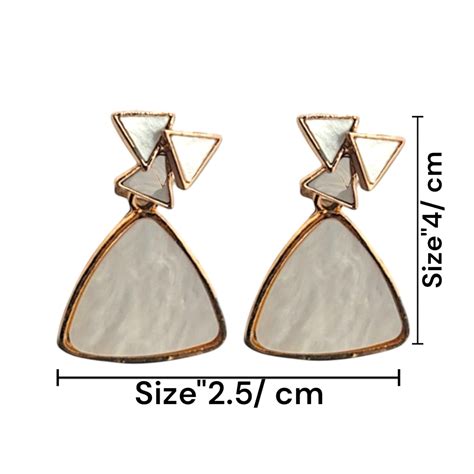 Geometric Drop Earrings – Triangular Design with Gold Edging