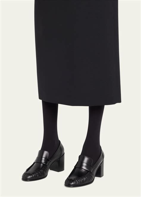 THE ROW Leather Heeled Loafer Pumps - Bergdorf Goodman