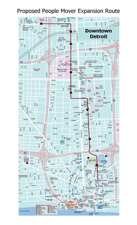 Downtown Detroit People Mover Map