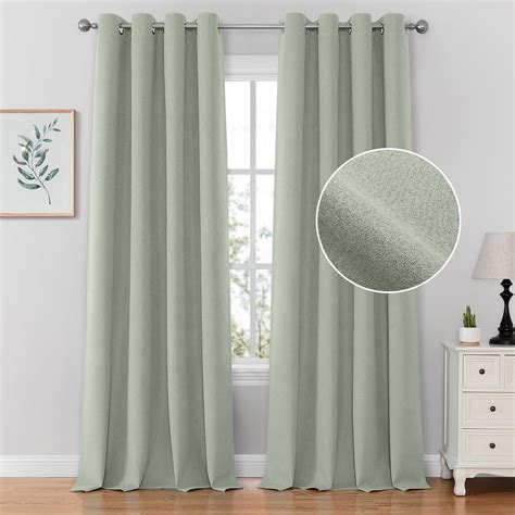 Amazon.com: HOMEIDEAS 100% Sage Green Linen Blackout Curtains for ...