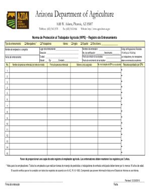 Fillable Online WPS Training Log - Sample Template (Spanish - Arizona ...