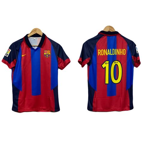 Fc Barcelona 2003-04 Home kit Ronaldinho Half sleeve P517 - Ms Retro S ...