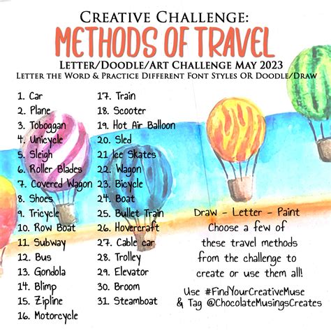 Creative Challenge: Travel Methods - Chocolate Musings