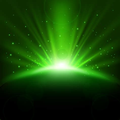 verde rayos creciente antecedentes con destellos, vector ilustración ...