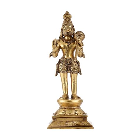 Buy Superfine Brass Standing Lord Hanuman Idol | 16.5 inch - Budhshiv.com