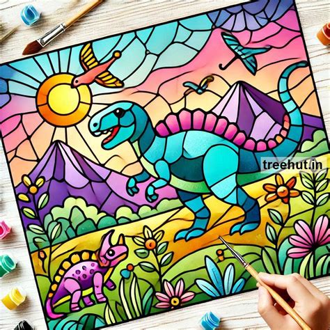 Dinosaur Stain Glass Painting Ideas