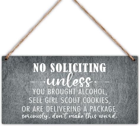 Amazon.com : Funny No Soliciting Sign for House Wood Hanging Decor Sign ...