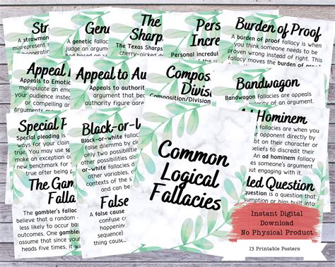 Logical Fallacies Printable Poster Set, Fallacies Posters, Debate Coach ...