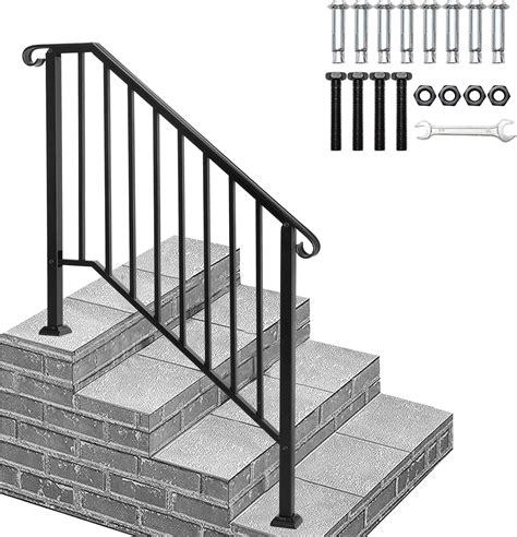 4 Step Handrails for Outdoor Steps, Fit 3 or 4 Steps Outdoor Stair ...