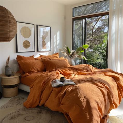 Linen Duvet Cover in Dusty Orange, Queen Duvet Cover, King Duvet Cover ...