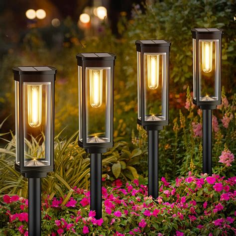 BITPOTT Bright Solar Pathway Lights Outdoor, 8 Pack Solar Powered ...