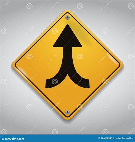 Traffic Lanes Merging Sign. Vector Illustration Decorative Design Stock ...