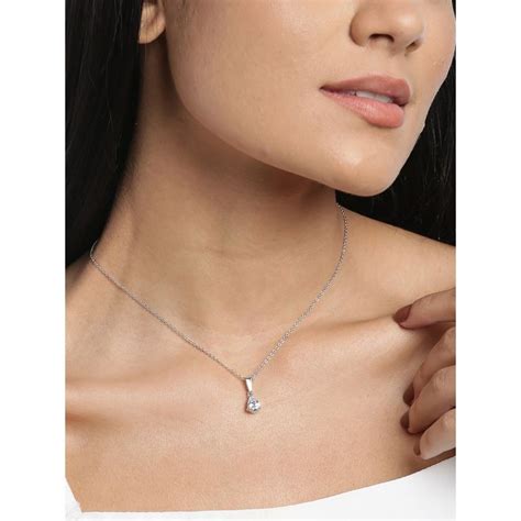 Buy Carlton London Silver-Toned Rhodium Plated Stone-Studded Teardrop ...