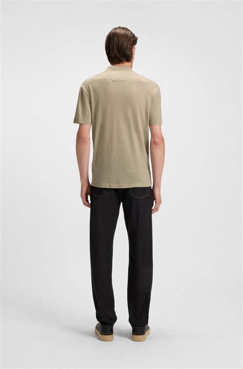 BOSS - BOSS x ASTON MARTIN polo shirt with nubuck logo - Beige