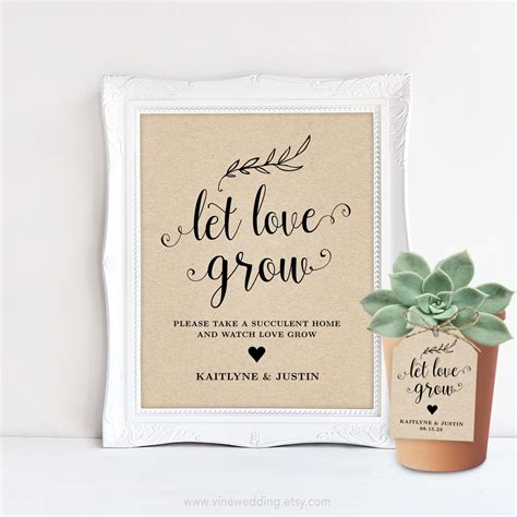 Let Love Grow Sign & Favor Tags Printable Wedding Favor Tags | Etsy