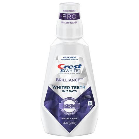 Crest 3D White Brilliance Pro Mouthwash, 1L, Alcohol Free Whitening ...