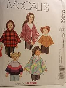 Children's and Girls Ponchos Girl Sizes XS-S 3-4-5-6 McCalls Fabulous ...