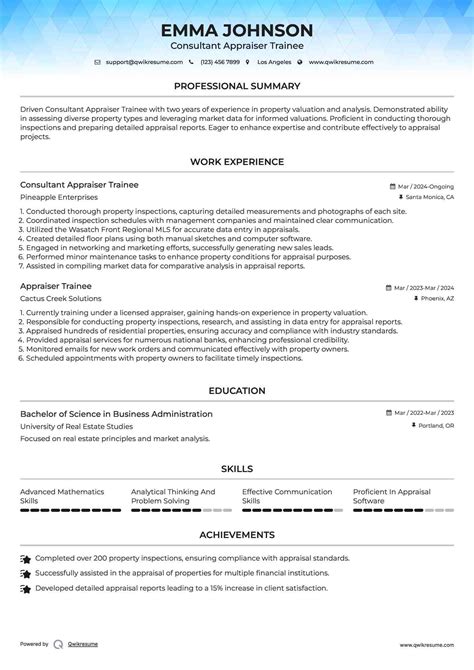 10+ Appraiser Trainee Resume Samples & Templates for 2025