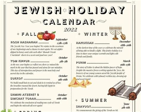 Jewish Holiday Calendar 2023 Hebrew Calendar 5783 5784 - Etsy Canada ...