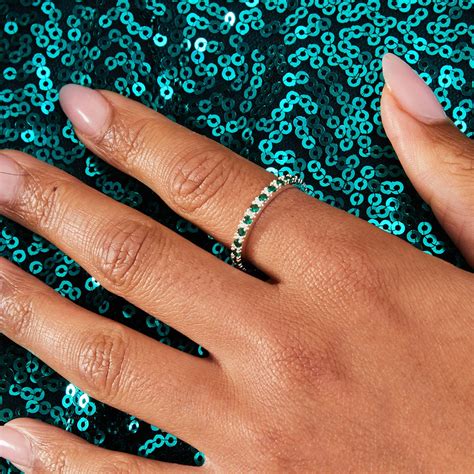 Buy Medium Sterling Silver Green Stone Ring Online - Accessorize India