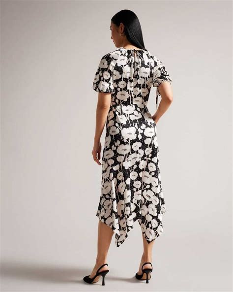 Ted Baker Dresses Sale Online - Black Womens Abriee Puff Sleeve Midi Dress