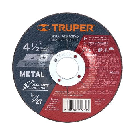 DISCO TRUPER DESBASTE METAL AR 4 1/2" - 7/8" | Materiales Aramburo