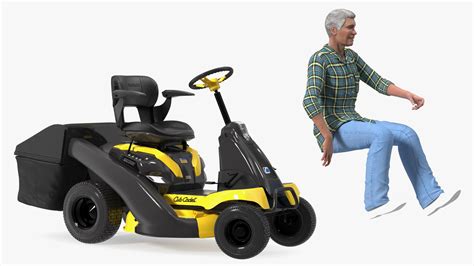 Man on Riding Lawn Mower with Bagger Cub Cadet CC30E Rigged 3D model ...