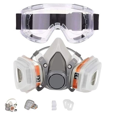 GLIVE (LABEL) Gas Mask Set Respirator with Filters and Goggle Activated ...