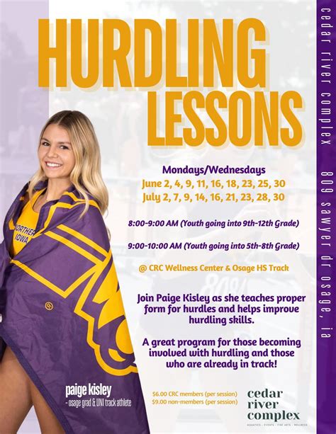Hurdling Lessons @ the Cedar River Complex, 809 Sawyer Dr, Osage, IA ...