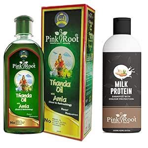 Buy Pink Root Thanda Oil Amla 200ml with Milk Protein Shampoo 200ml ...
